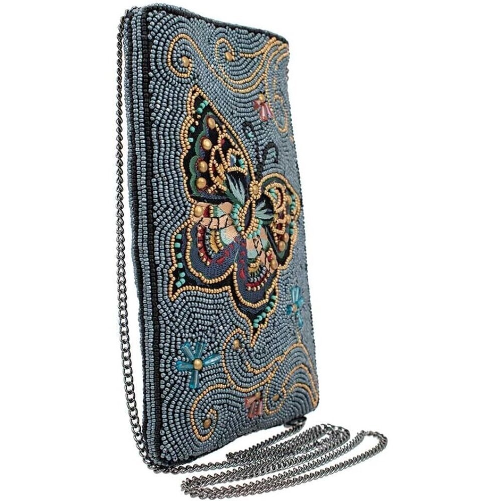 Beaded Butterfly Crossbody Bag Small Evening Purse Cell Phone Holder - Picture 3 of 7